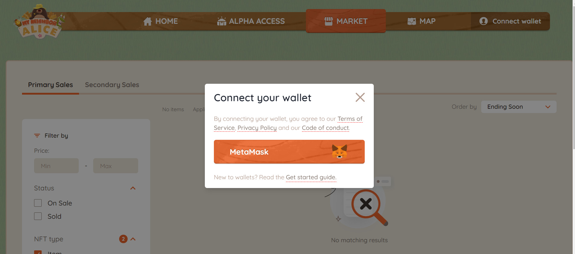 How to Connect to the My Neighbor Alice Marketplace How to Connect to the My Neighbor Alice Marketplace