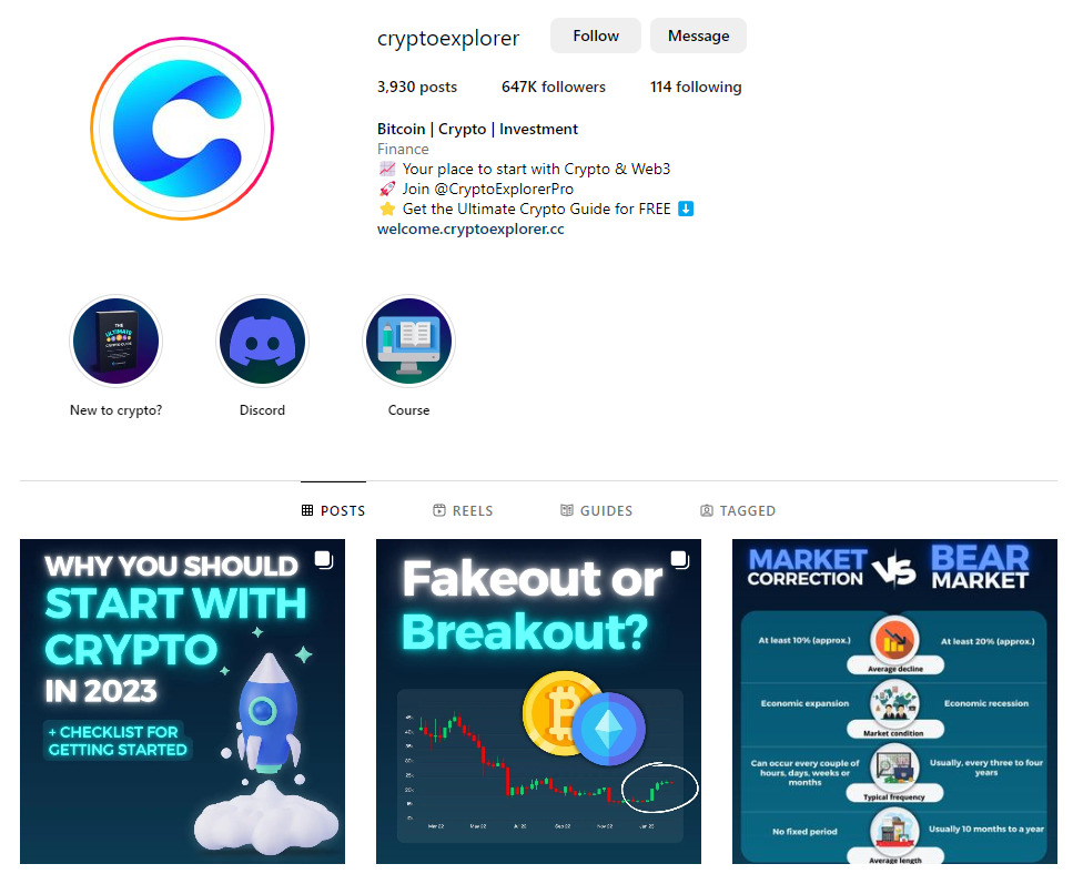 Cryptoexplorer Instagram account.