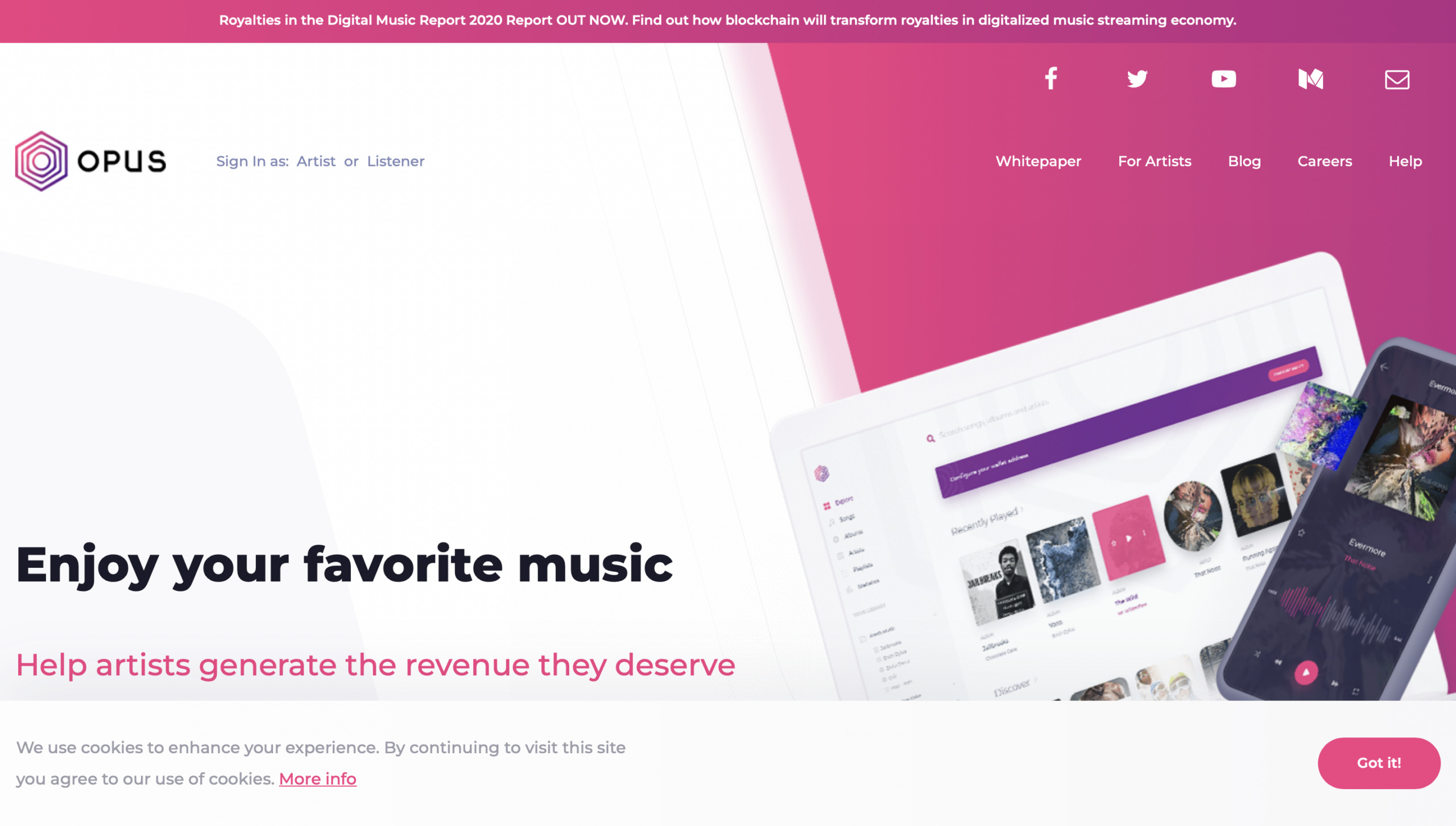 OPUS Homepage Top 10 Decentralized Music Streaming Platforms to Consider in 2022
