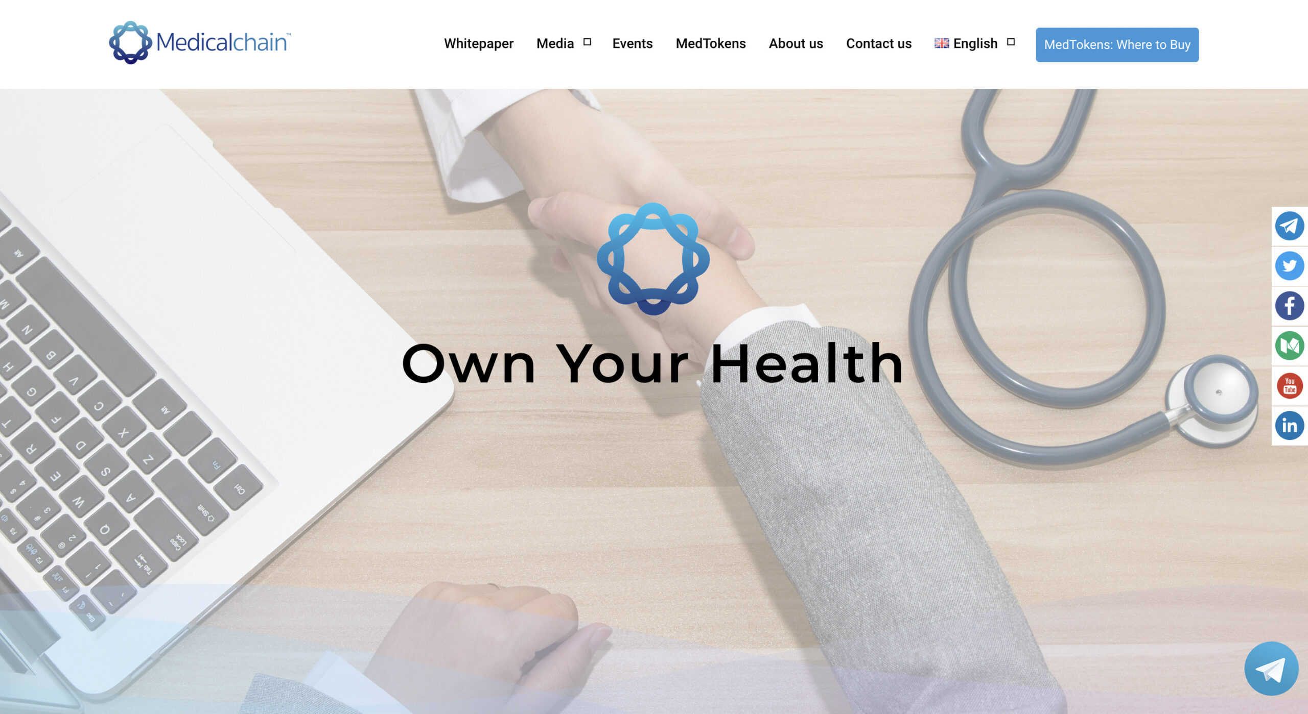 Screenshot 20MedicalChain Homepage22-09-29 at 13.28.07 8 Best Blockchain Healthcare Companies in 2022 | Dailycoin.com
