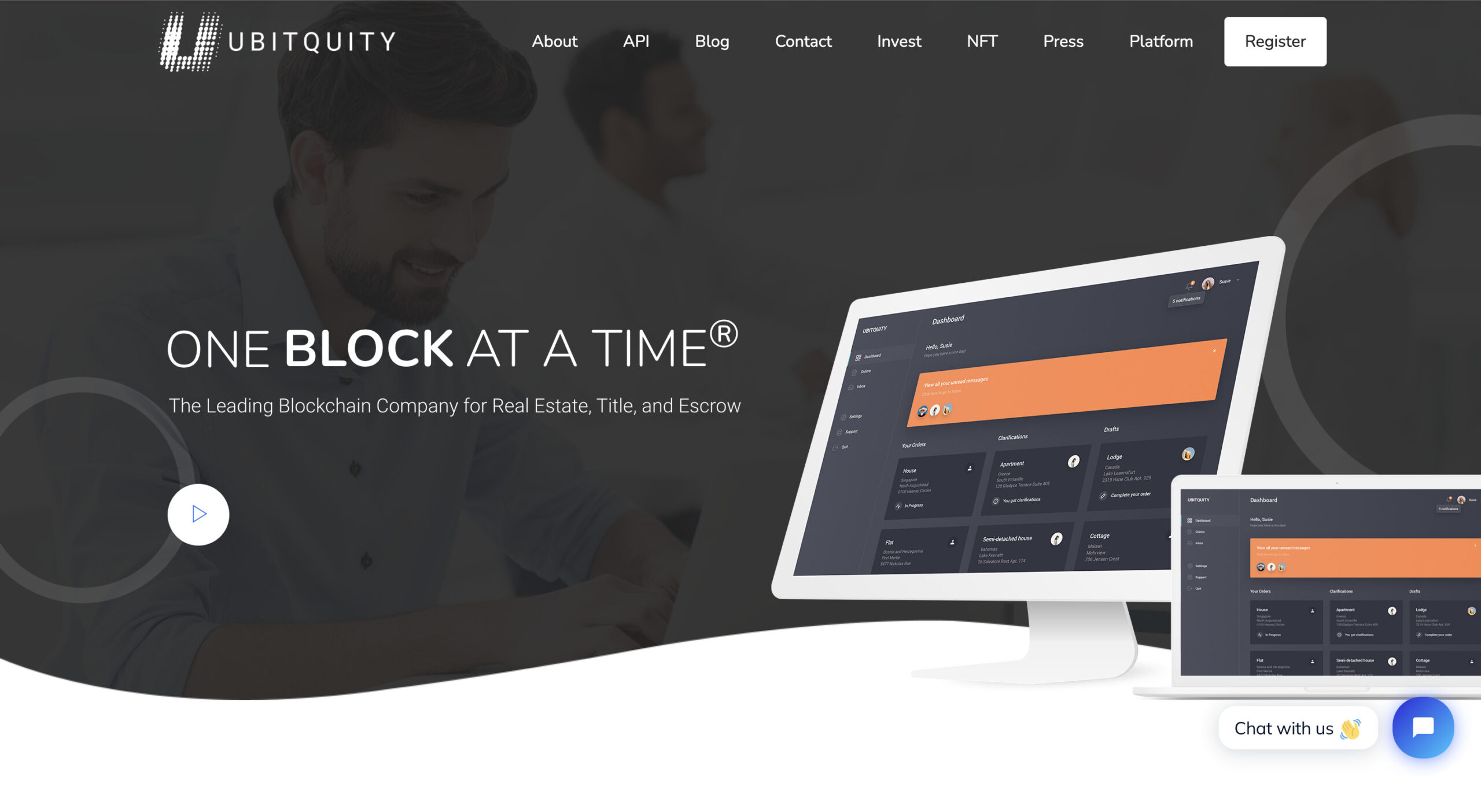 Ubitquity Homepage Blockchain In Real Estate: 8 Decentralized Real Estate Startups Shaping the Industry in 2022 | Dailycoin.com