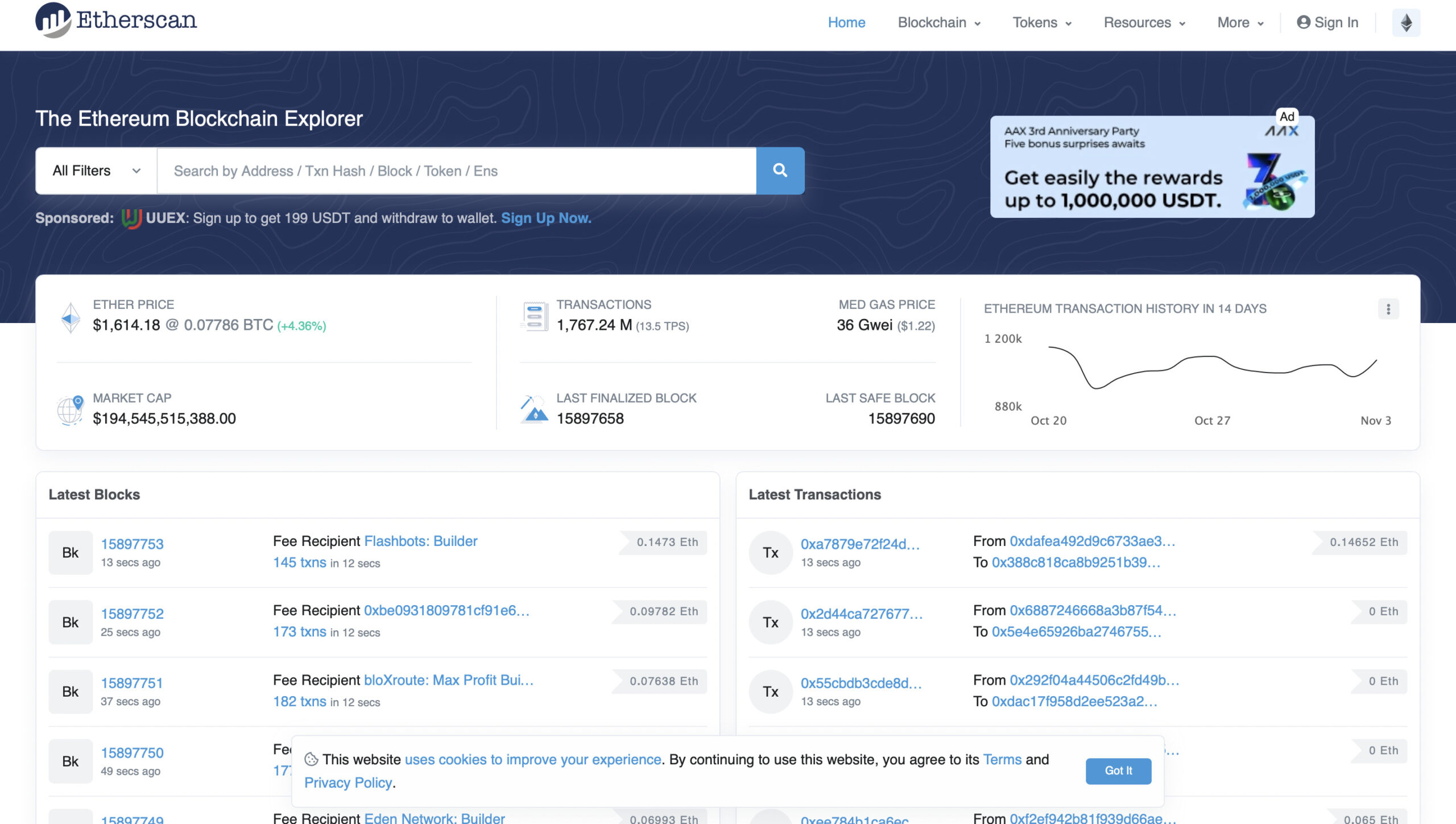 Ettherscan Homepage Ettherscan Homepage | Dailycoin.com