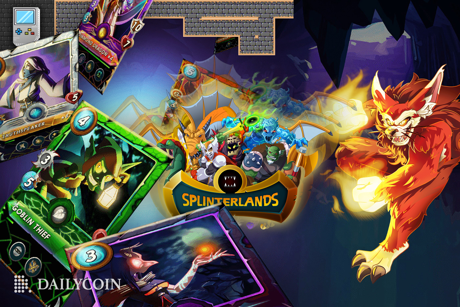 Splinterlands video game characters on cards