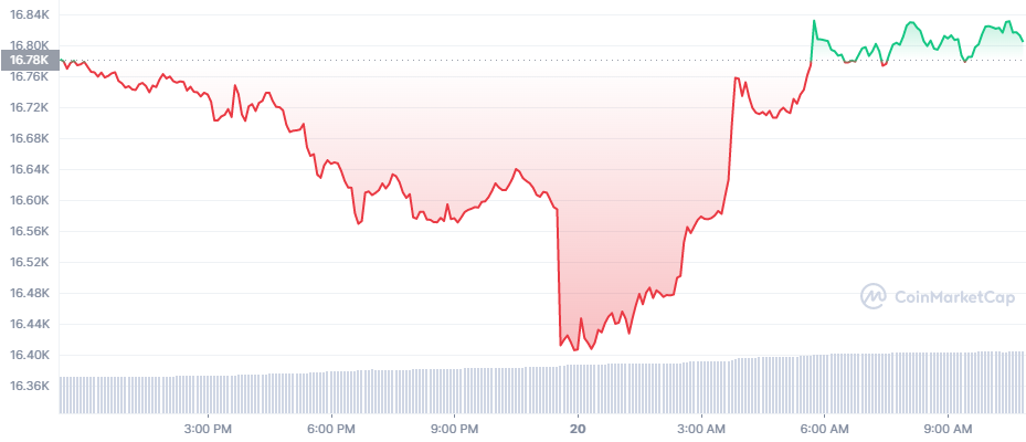 BTC_1D_graph_coinmarketcap (31) The 24 hours price chart for Bitcoin (BTC).