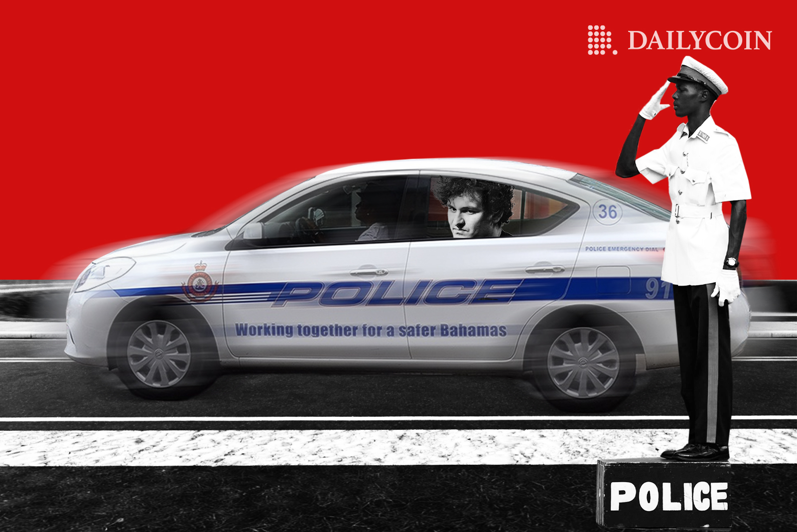 Sam Bankman Fried in a police car