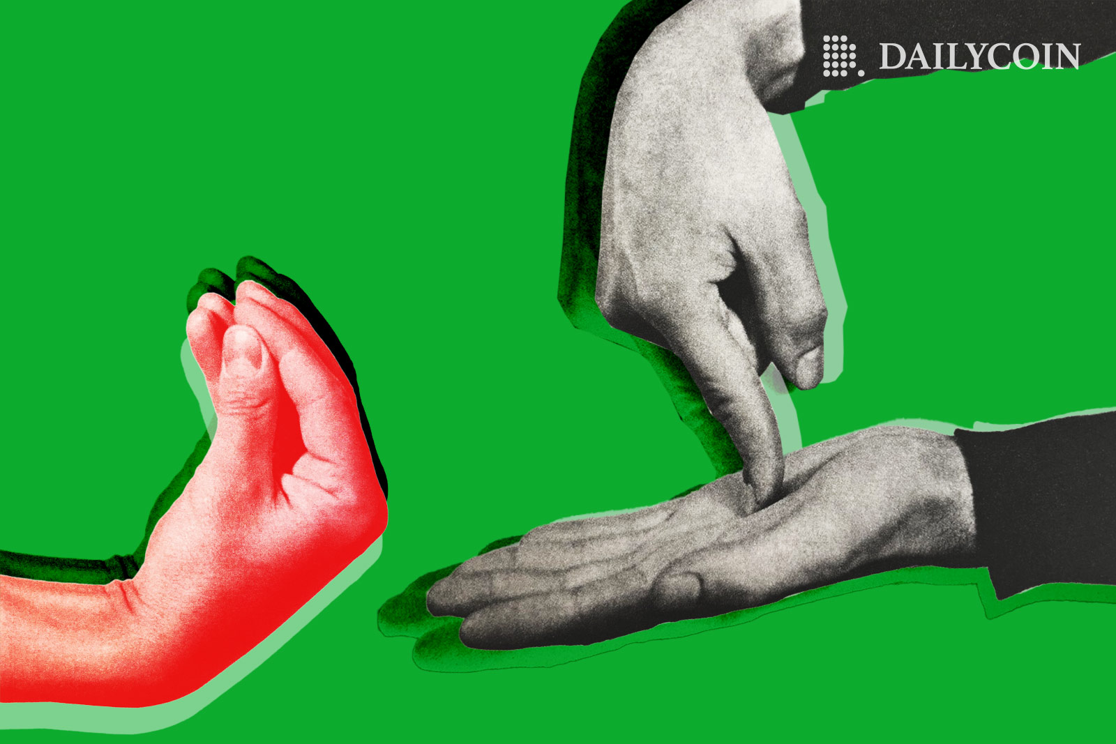 Hands gesturing on green background