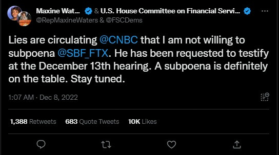 Maxine Waters Tweet