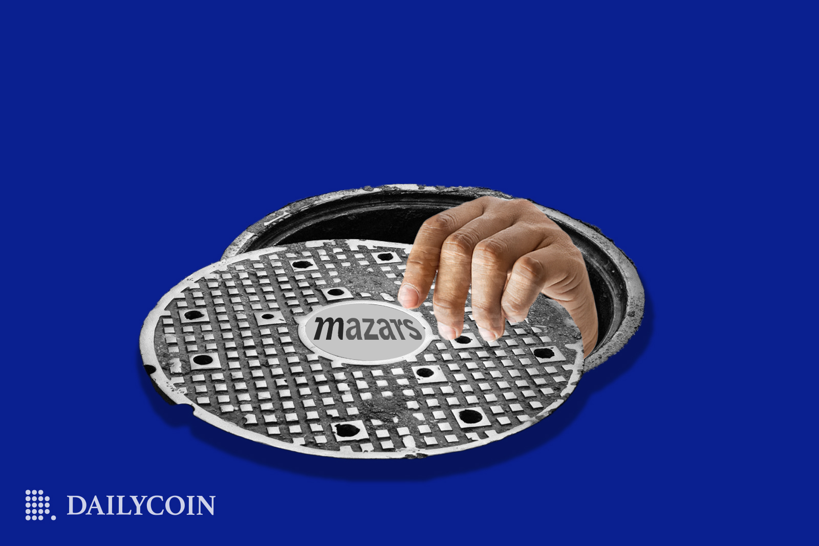 Drain shutting on a hand, with Mazars logo.