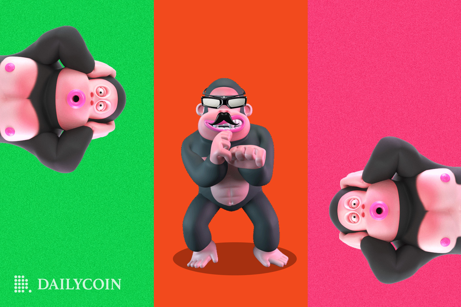 Three NFT Fake Monkeys surprised