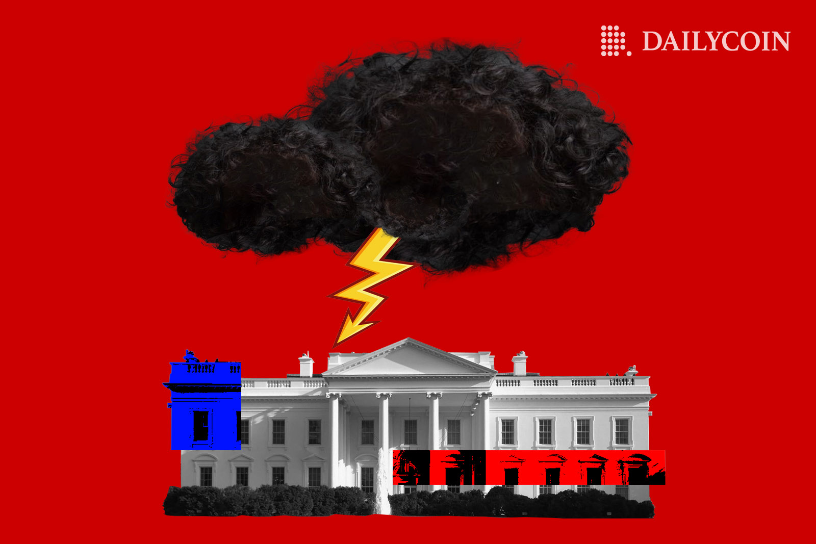 A storm cloud with lightning over the Whitehouse