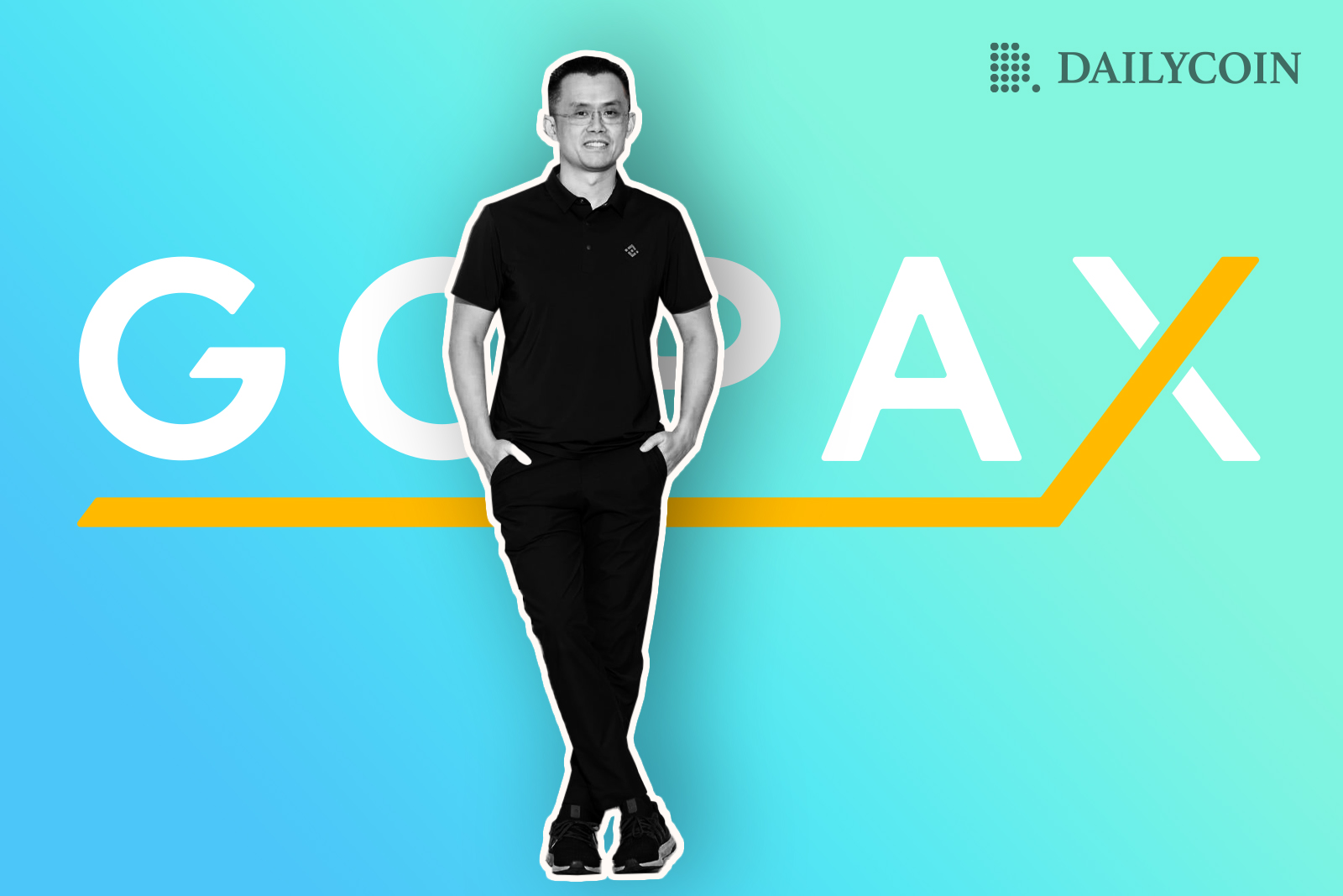 Changpeng Zhao standing in front of GOPAX logo