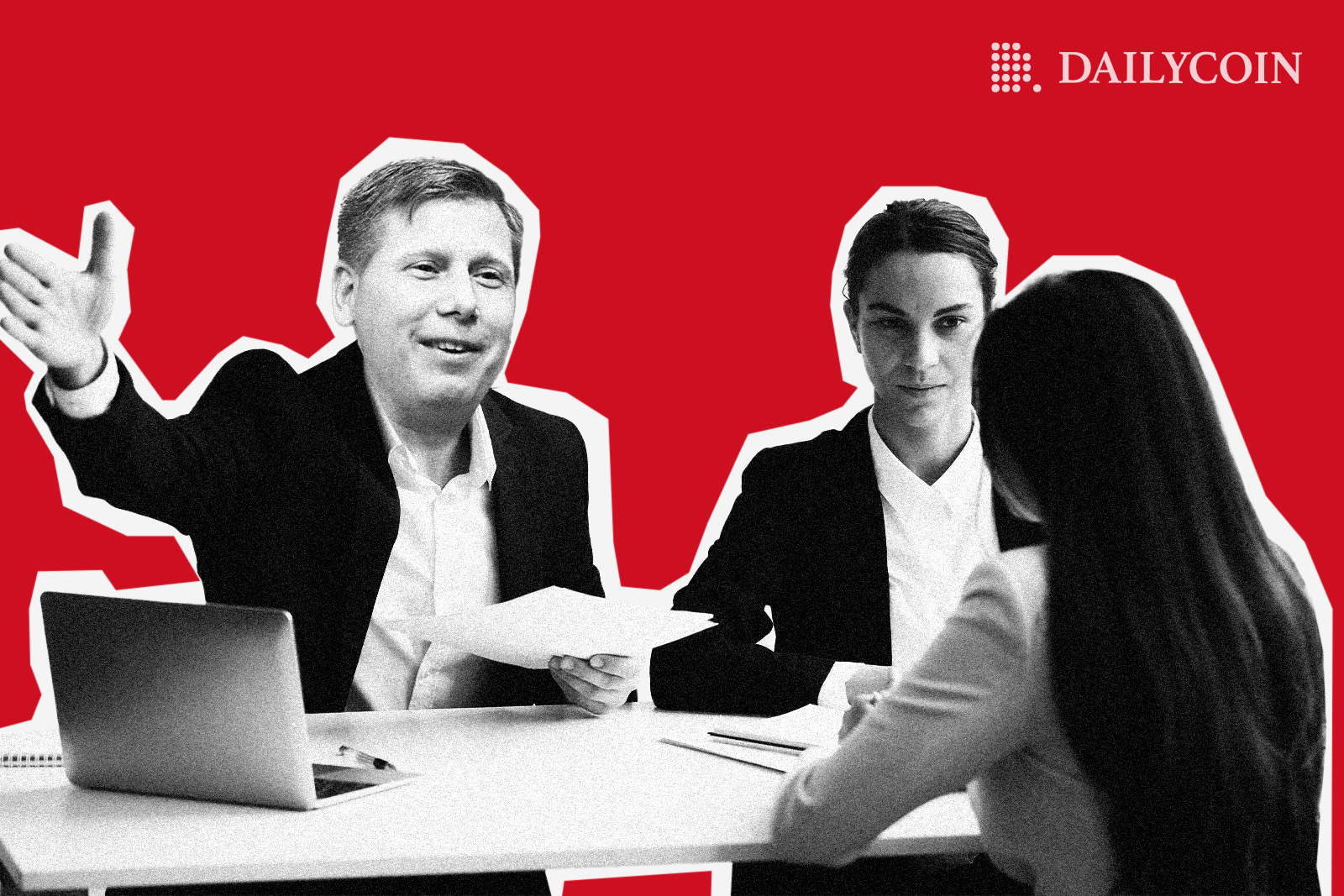 Barry Silbert a thwe table laying off staff.