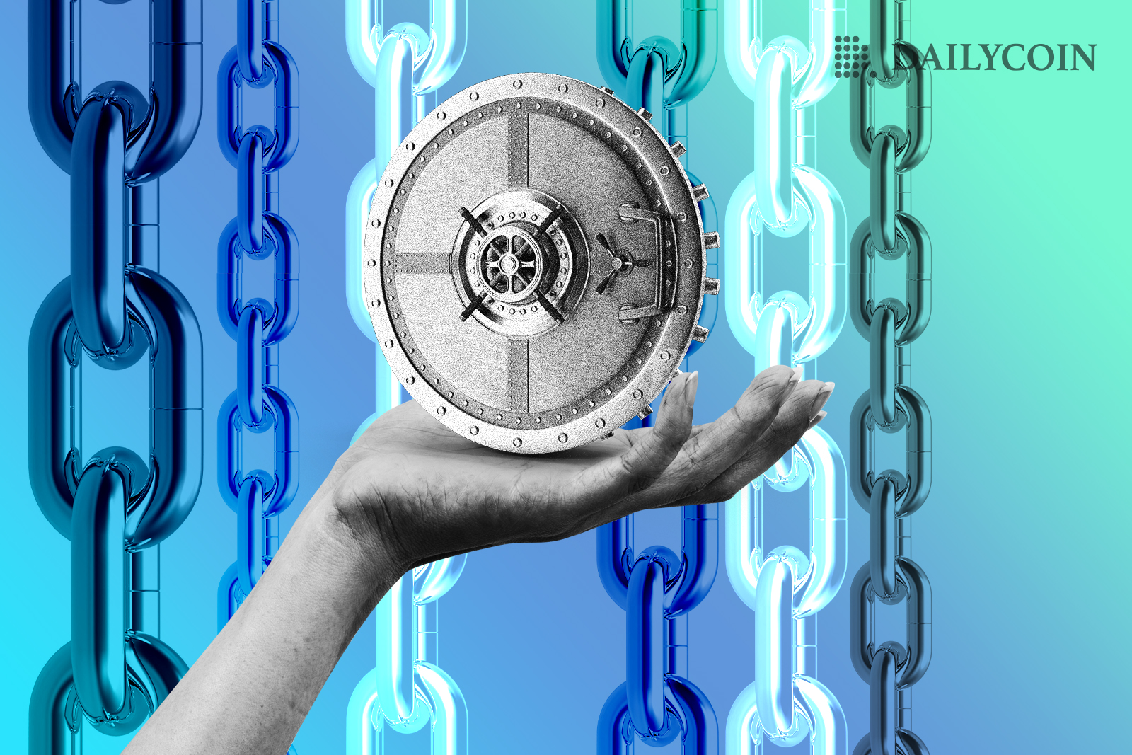 A hand holding a fantom on-chain vault.