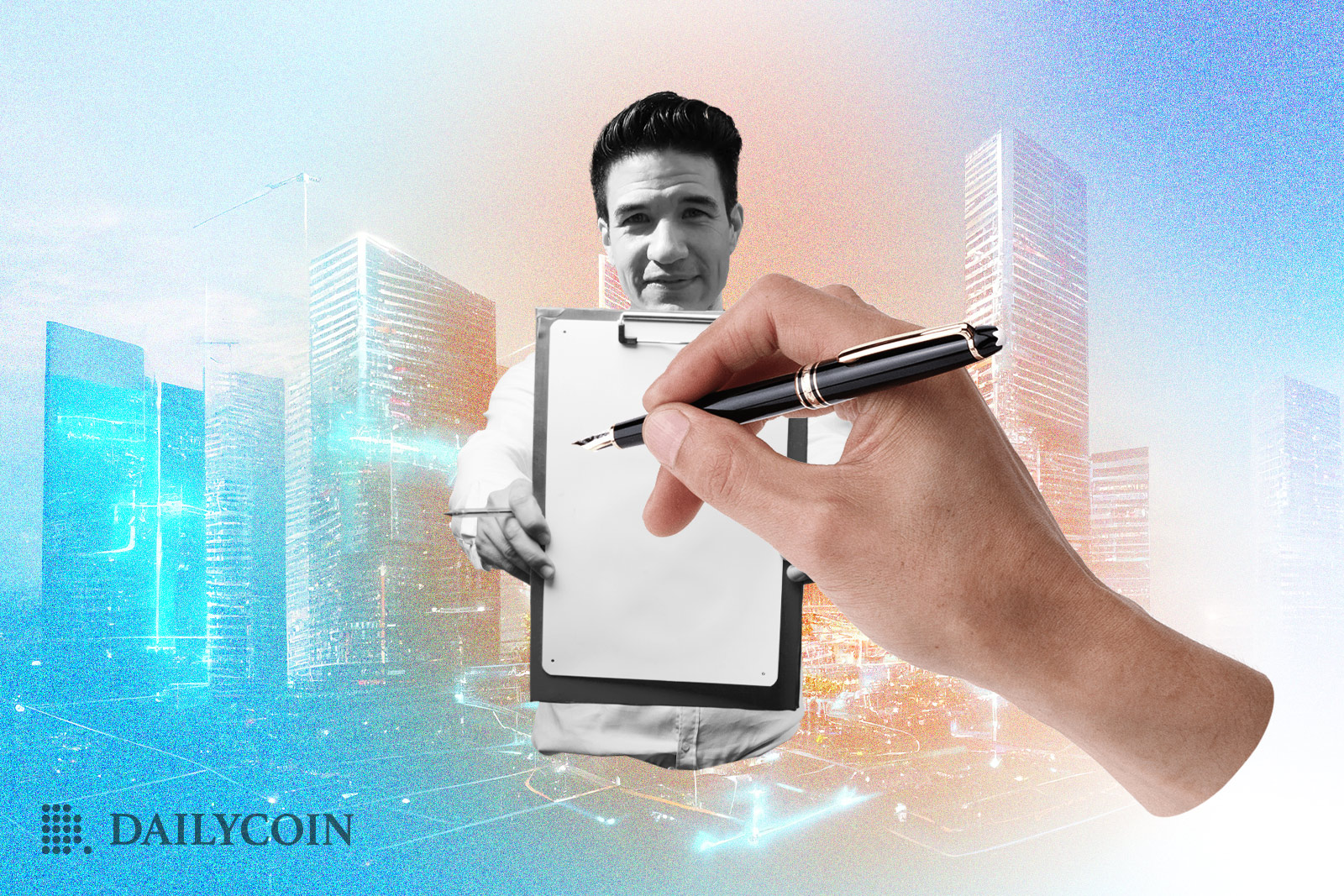 Robby Yung CEO of Animoca Brands signing on a EthSign digital contract
