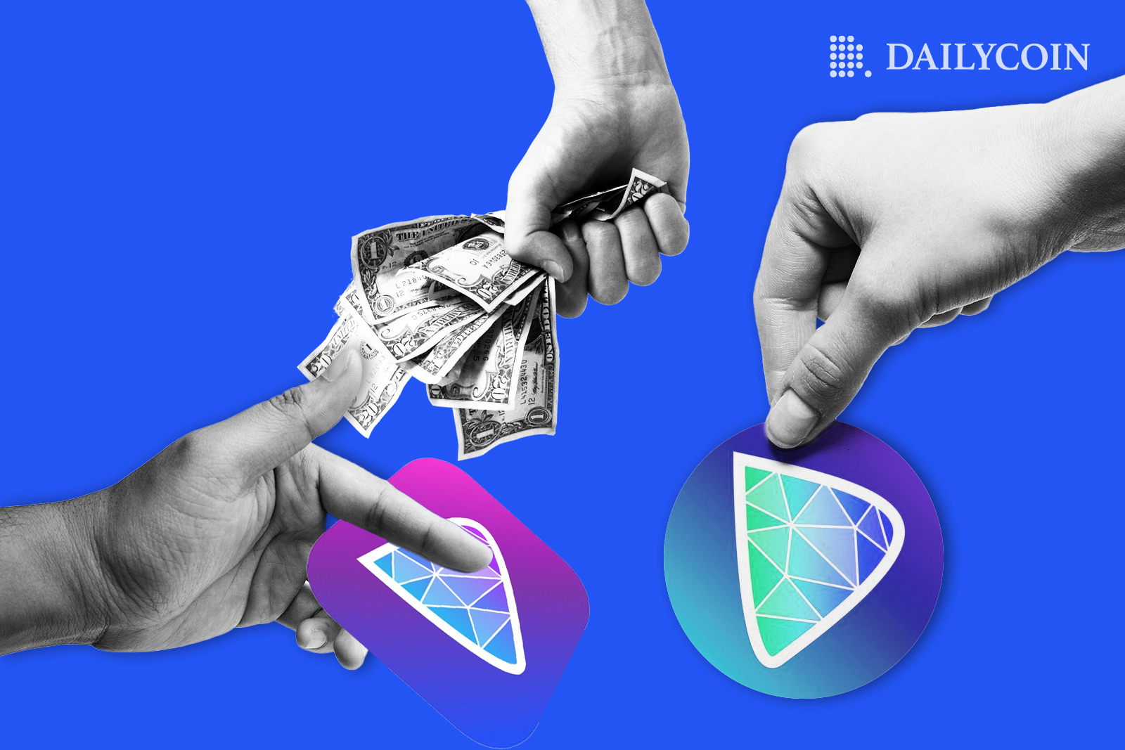 Humans exchanging Damus tokens.