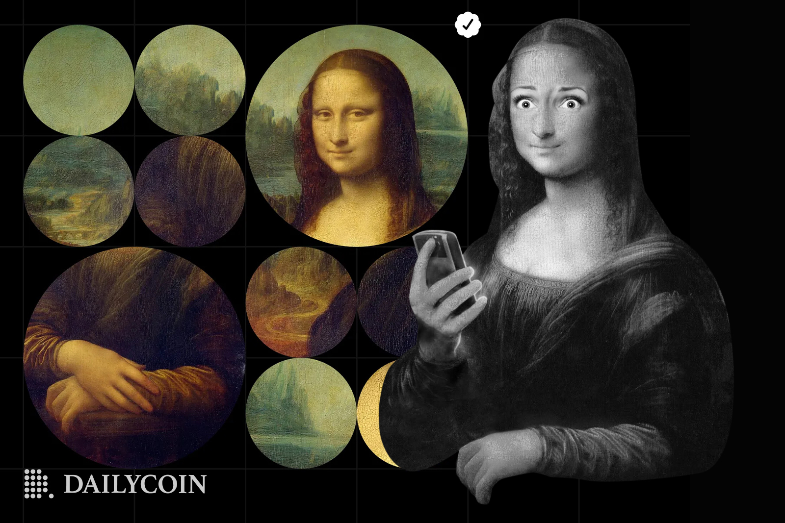 A fractured Mona Lisa shocked by the surging Opepen NFT surge.