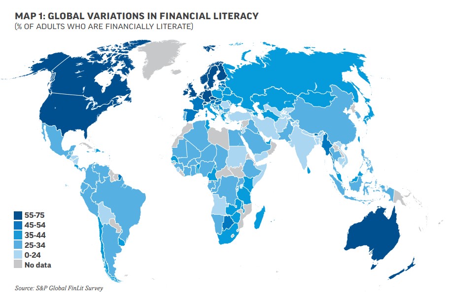 Map of global variations in financial literacy,