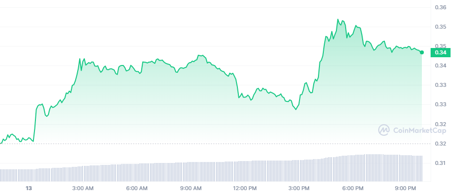24-Hour Price Chart for Cardano.