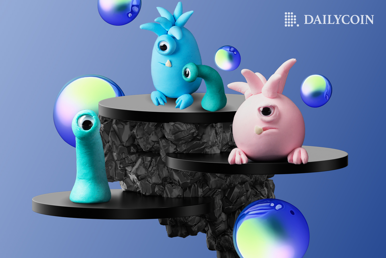 Cardano CNFT characters floating and looking unhappy