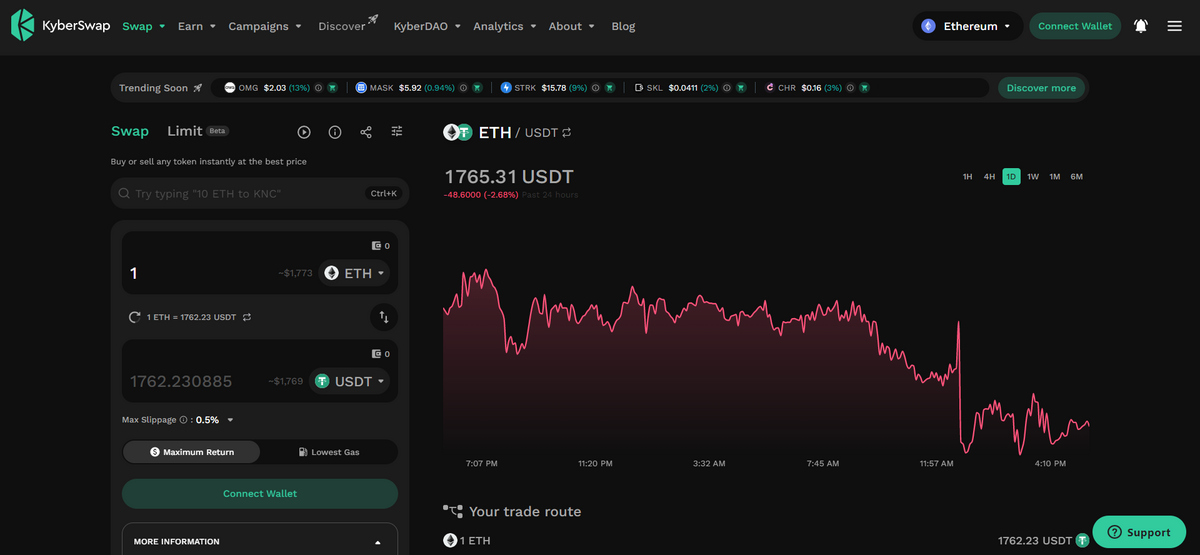 kyber aggregator ui