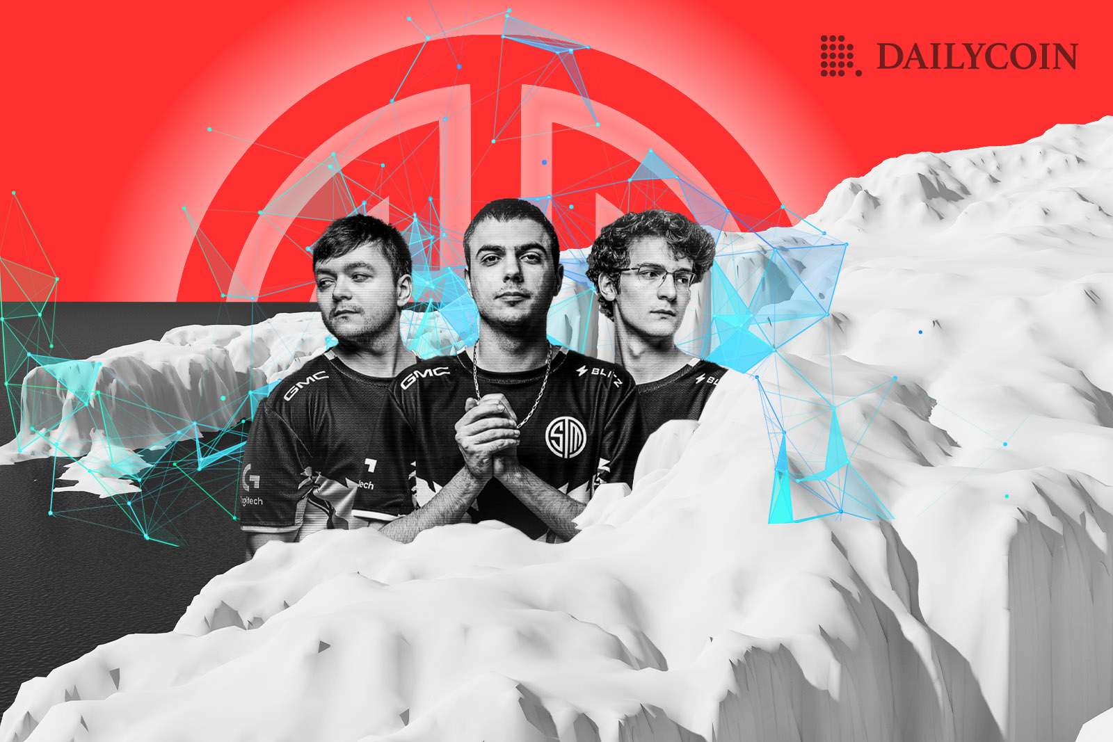 TSM Apex Legends Team in front of an Avalanche logo.