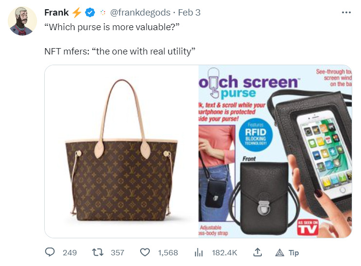 Tweet about Value vs Utility.