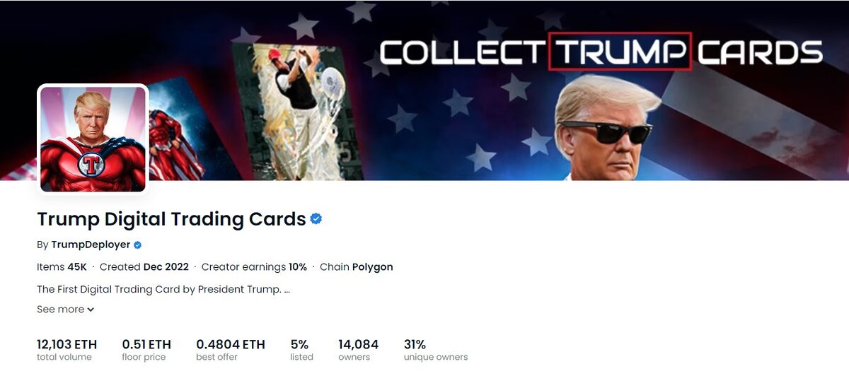 Donald Trump crypto NFT Opensea.