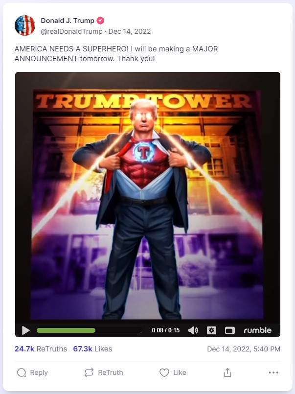 Donald Trump nft collection announcement.