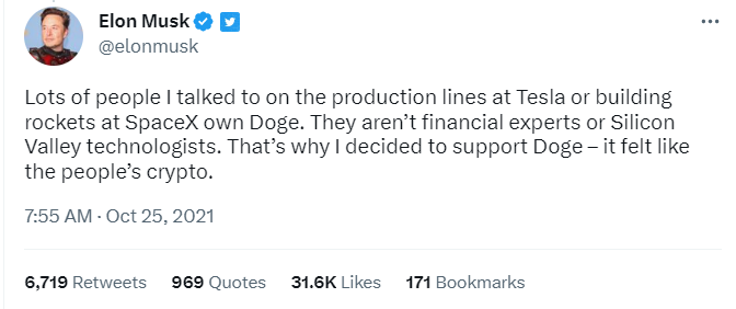 Elon musk explains why DOGE is the peopls crypto