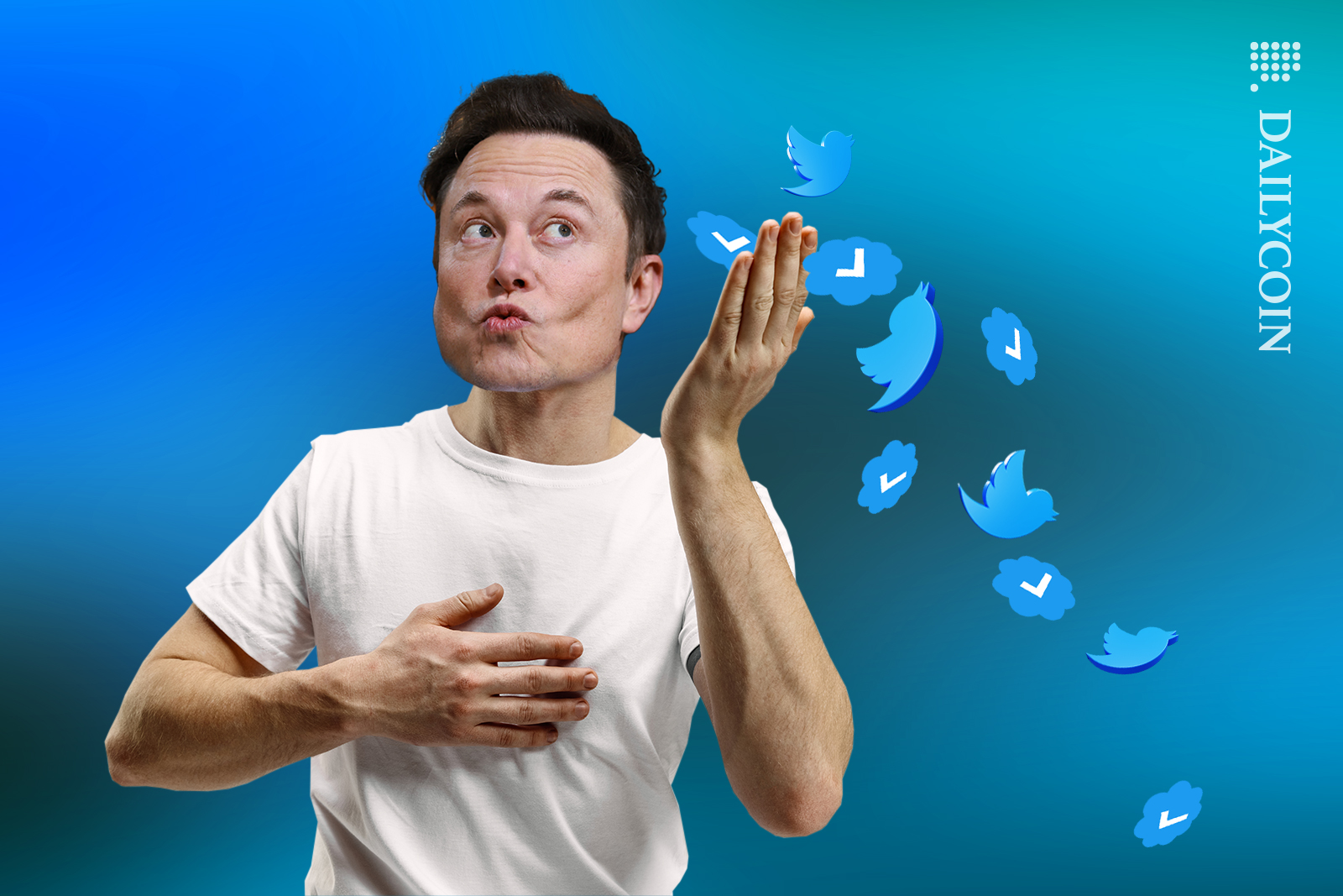 Elon Musk handing out Twitter verification ticks.