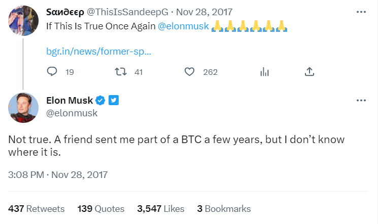 Elon musk denies being satoshi