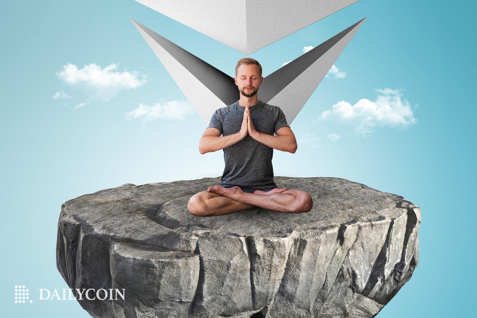 A man meditating on a piece of rock