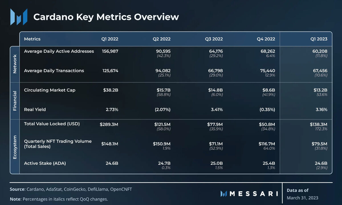 Cardano key metrics overview