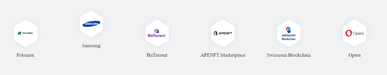 Tron major partnerships, including Polonex, Samsung and BitTorrent.