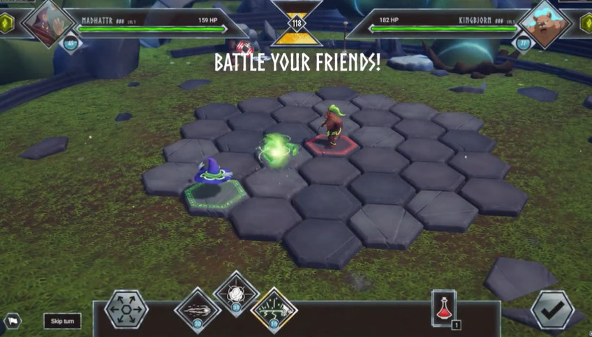 Valhalla in-game battle scene.