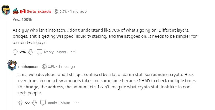 Comments bellow a Reddit post.