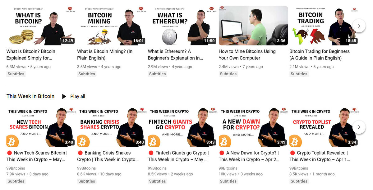 99 bitcoins crypto youtube channel