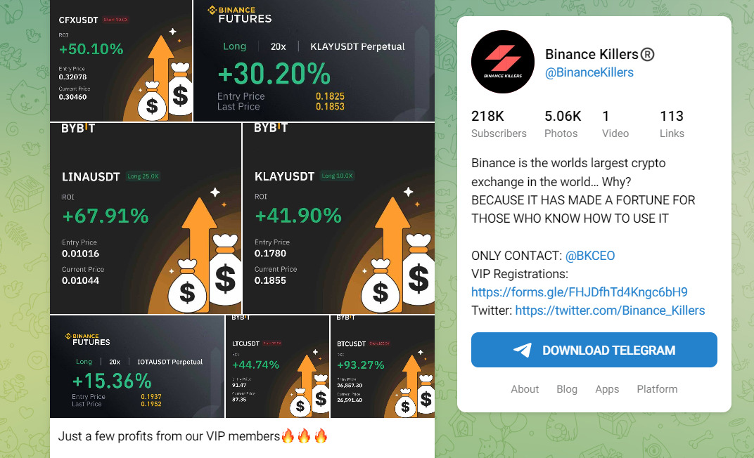 Binance killers crypto signals Telegram.