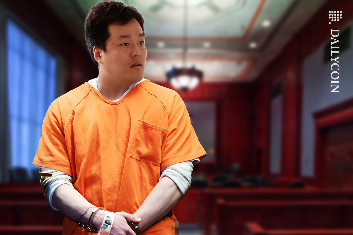 Do Kwon looking confused in a court room.