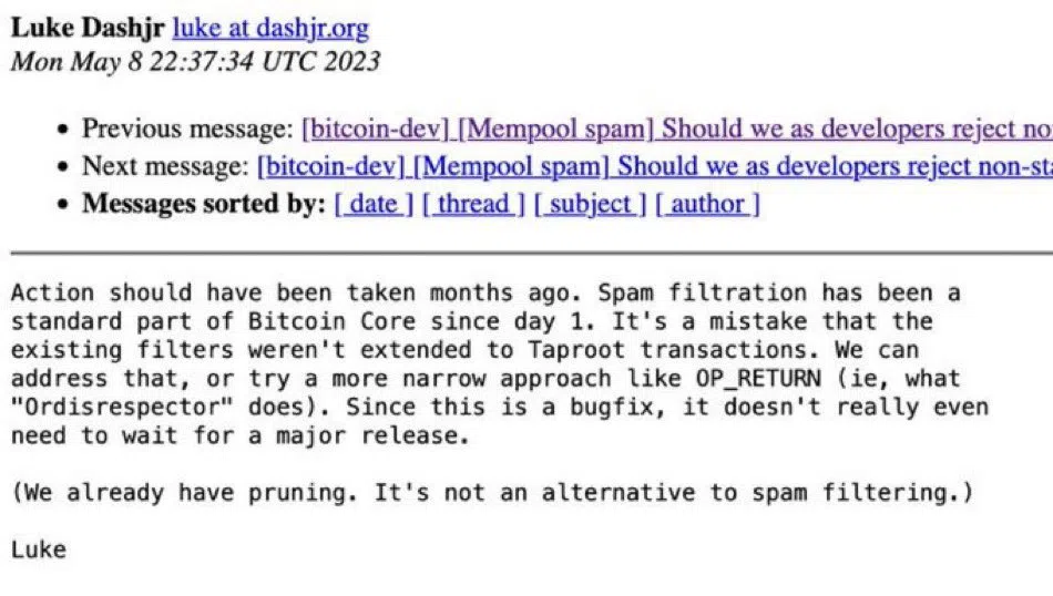 Bitcoin core developers plan to ban Ordinals.