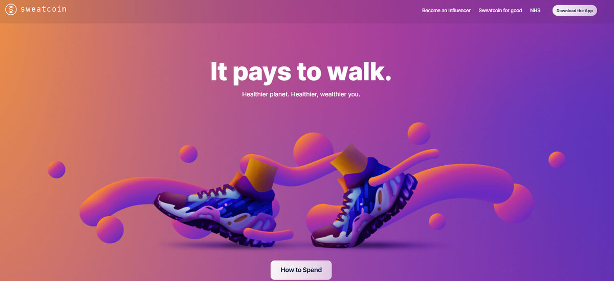 Sweatcoin website homepage.
