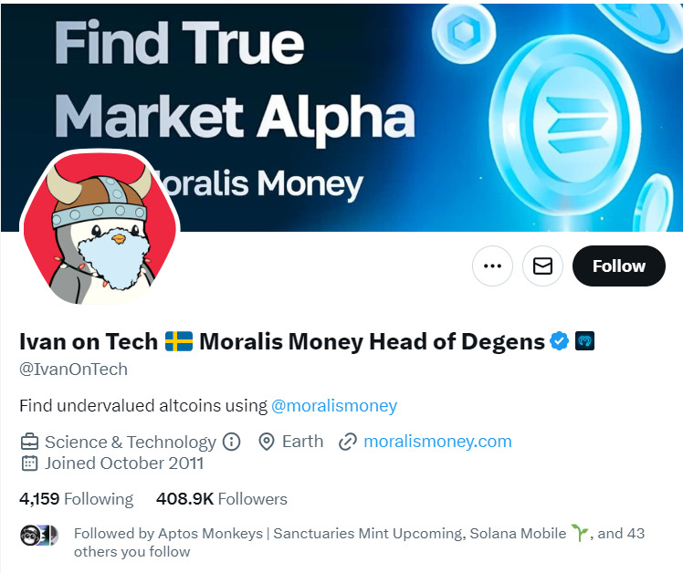 Ivan on Tech crypto Twitter account.
