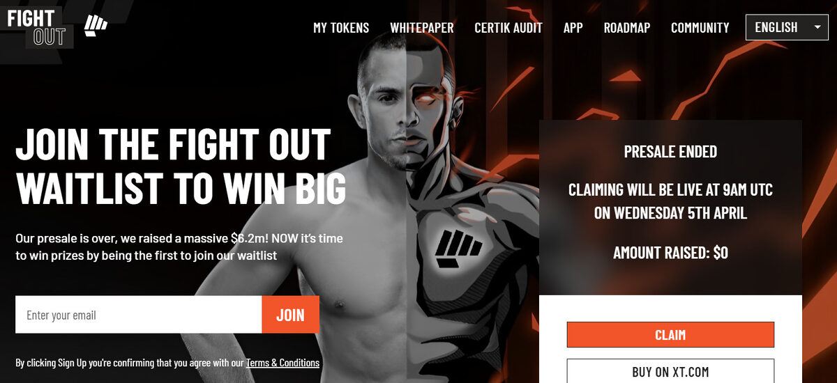 Fight Out website homepage.