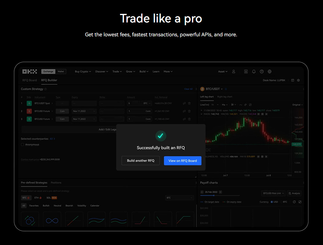 OKX advertisement "trade like a pro".