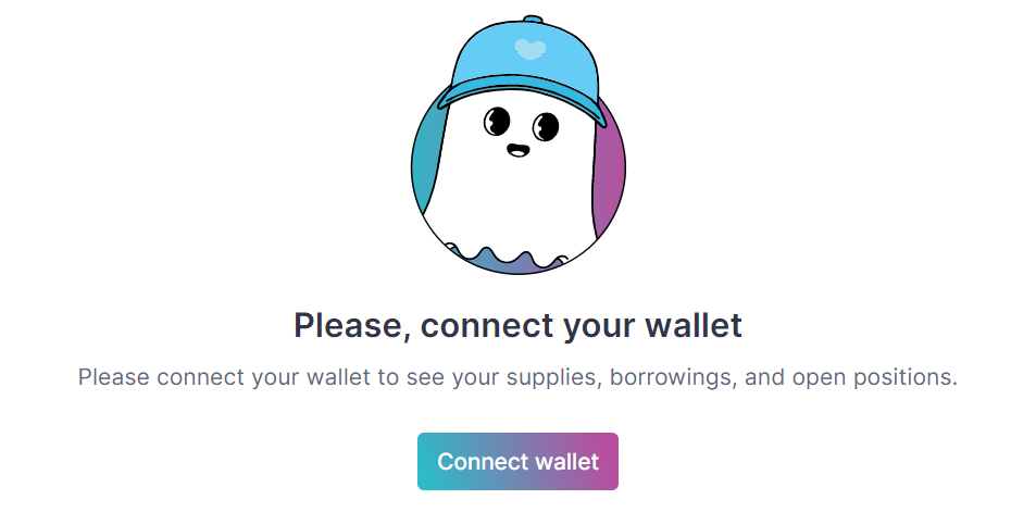 Aave website pop-up asking to "connect wallet".