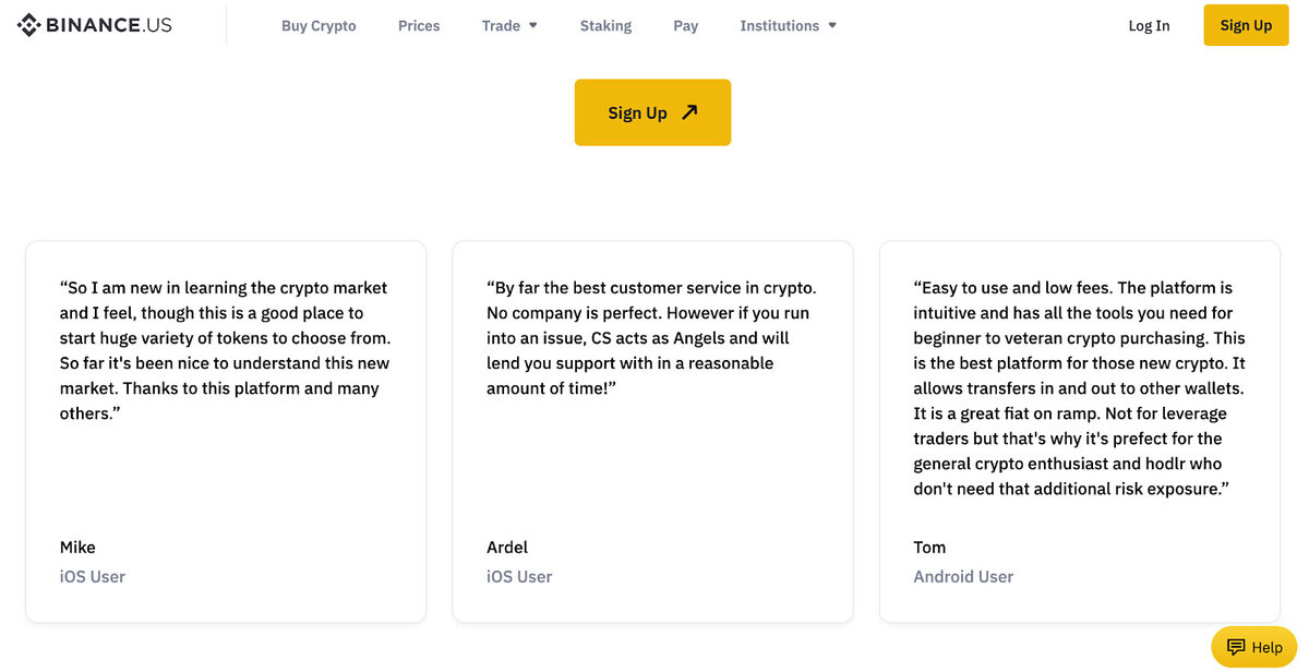 Binance.US reviews.