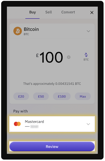 Review field on Kraken Exchange.
