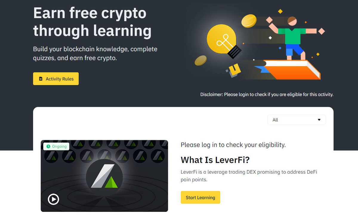Binance Earn site.