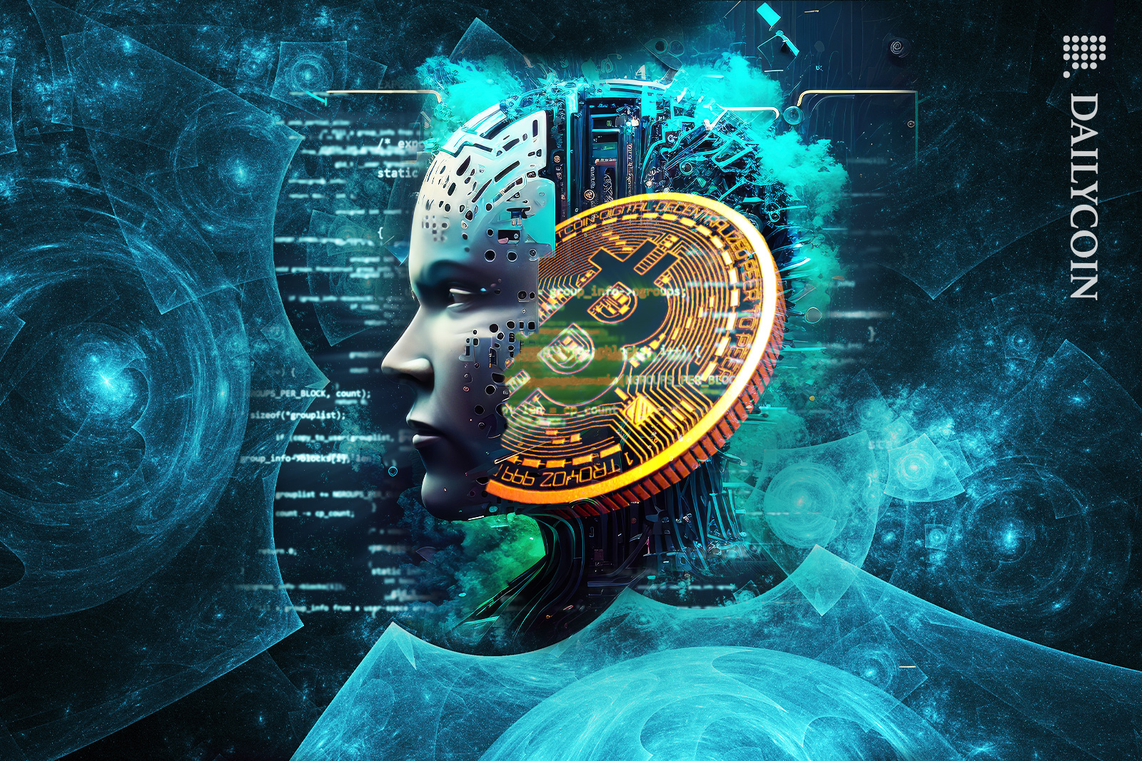 Head filled with Bitcoin ETF data in defi space.