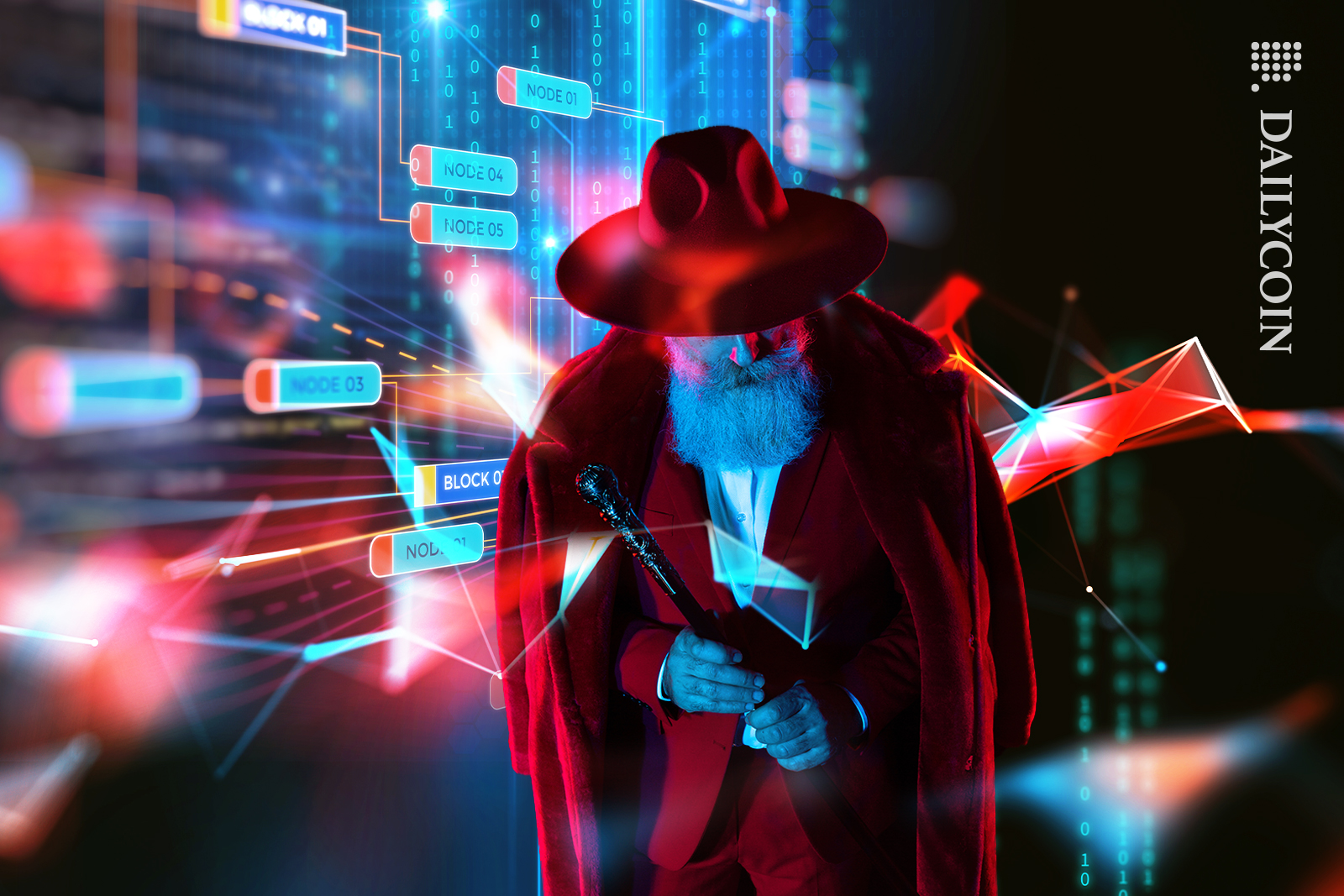 Mysterious detective man out to look for traces of code.